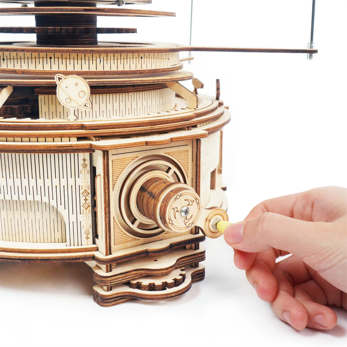 Robotime Rokr Mechanical Orrery 316PCS Rotatable DIY 3D Wooden Puzzles Model Building Block Kits Toy Gift for Teens Adult